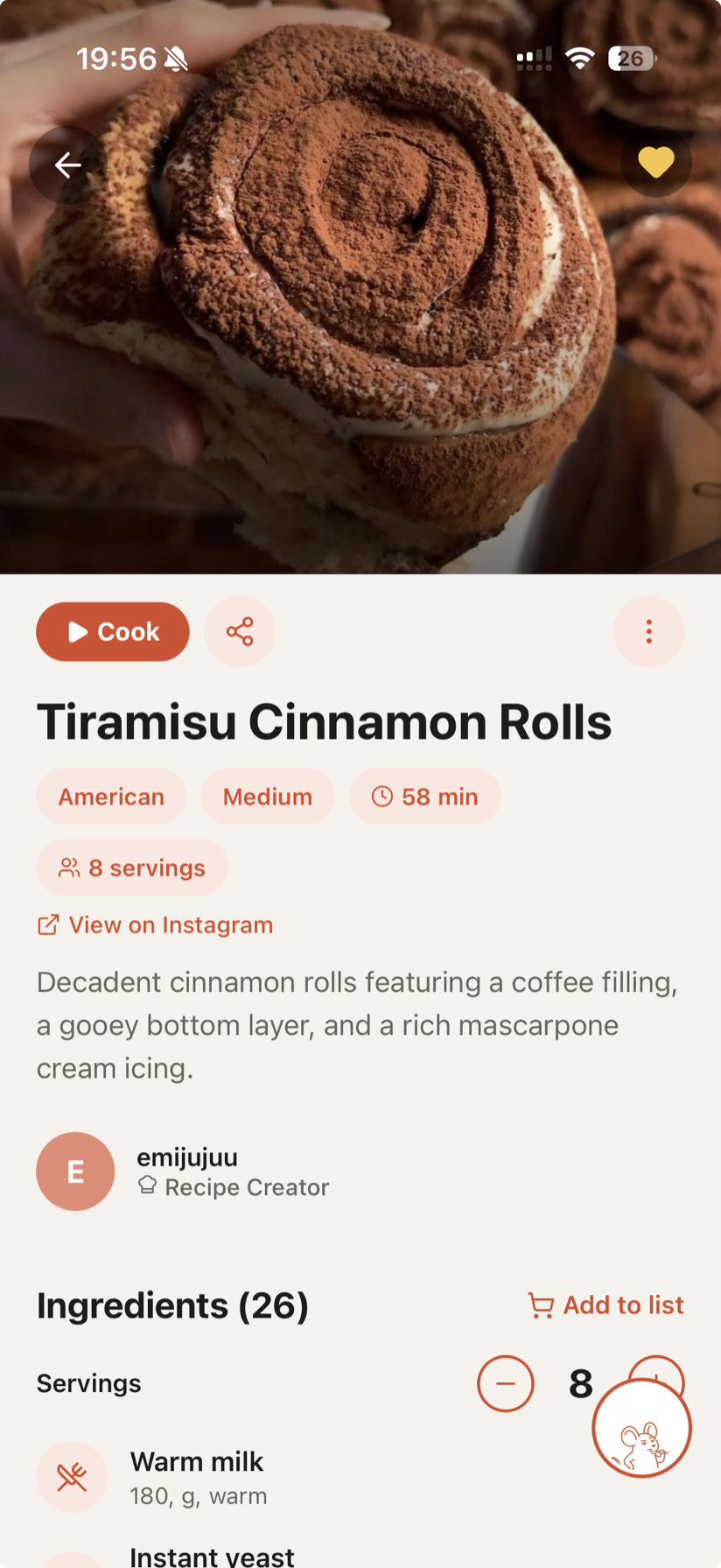Hugo recipe detail screen